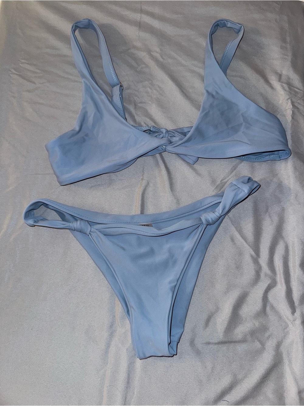 Light Blue Knot-Front Women's Bikini Set